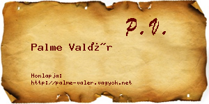 Palme Valér névjegykártya